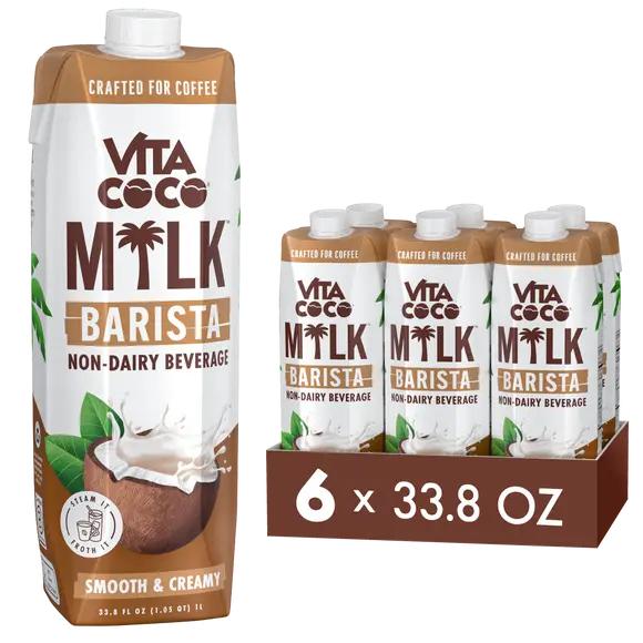 Vita Coco Barista Coconut Milk 2 Cases of 6, 33.8 oz Cartons (12 Car