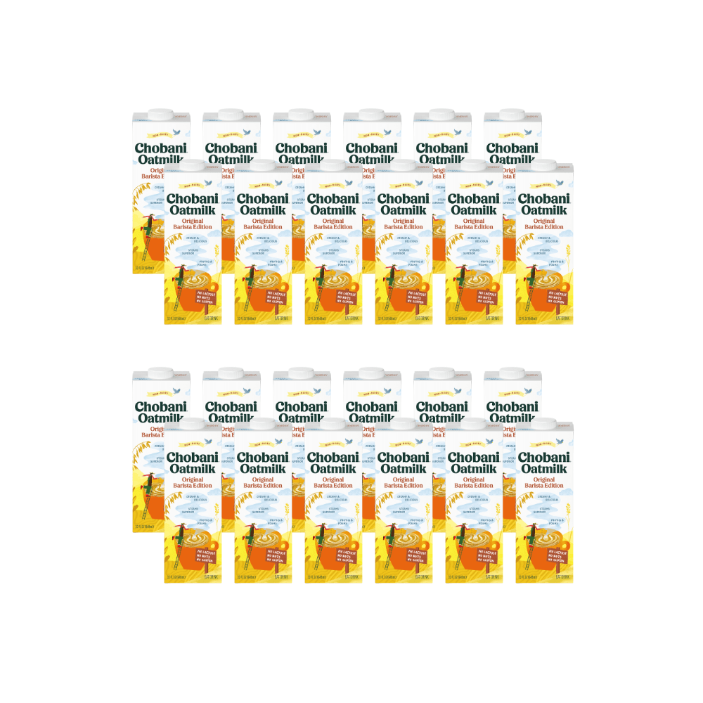 chobani oatmilk plain barista edition, 4 cases of 6, 32oz cartons, 24 cartons total