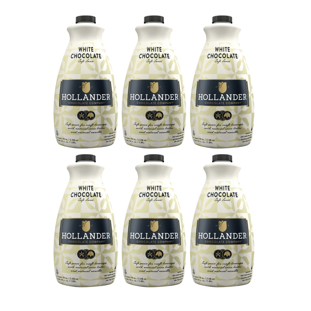 hollander white chocolate sauce ground, case of 6 64oz bottles