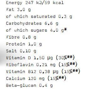 oatly oat milk barista edition nutrition facts