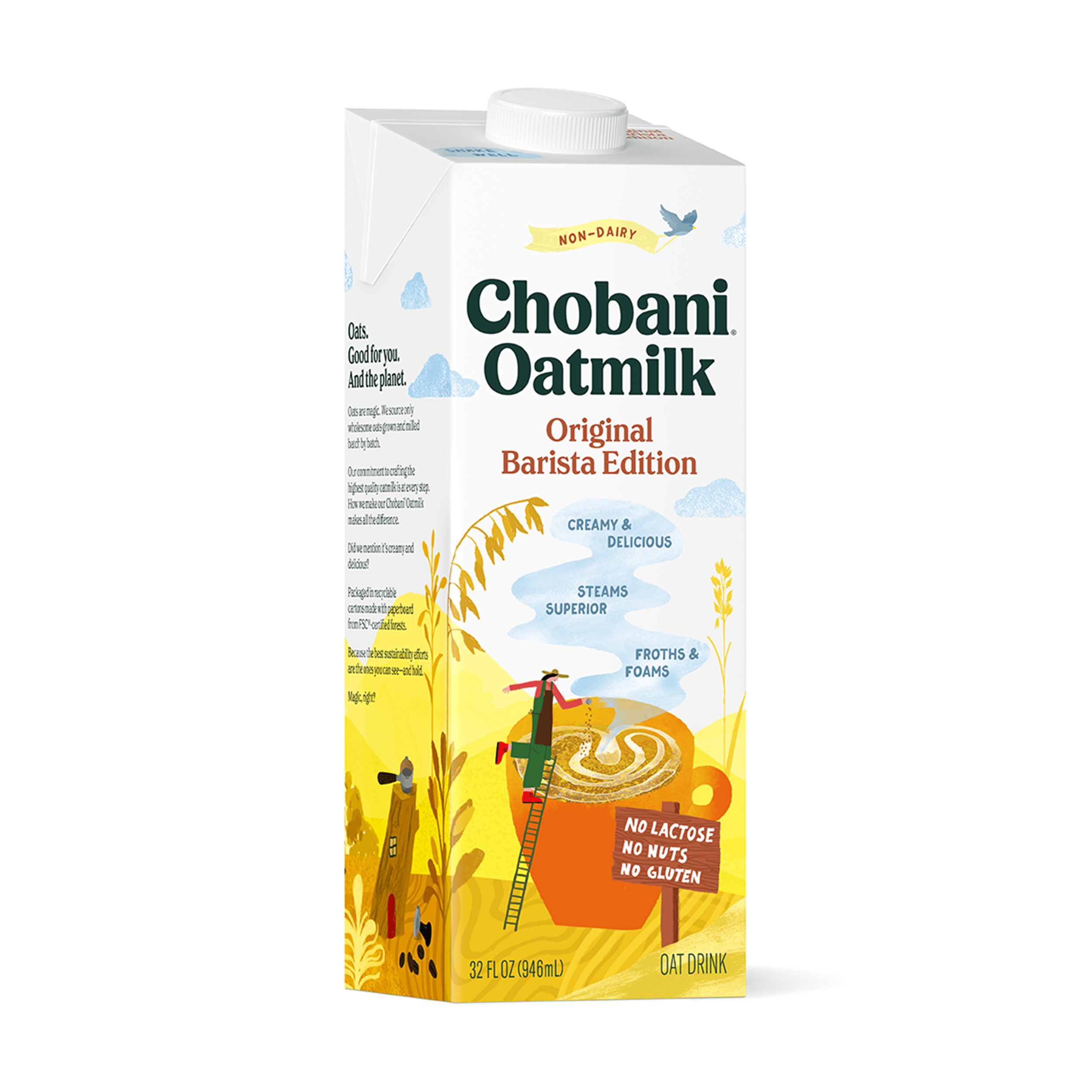 chobani oatmilk plain barista edition right side profile