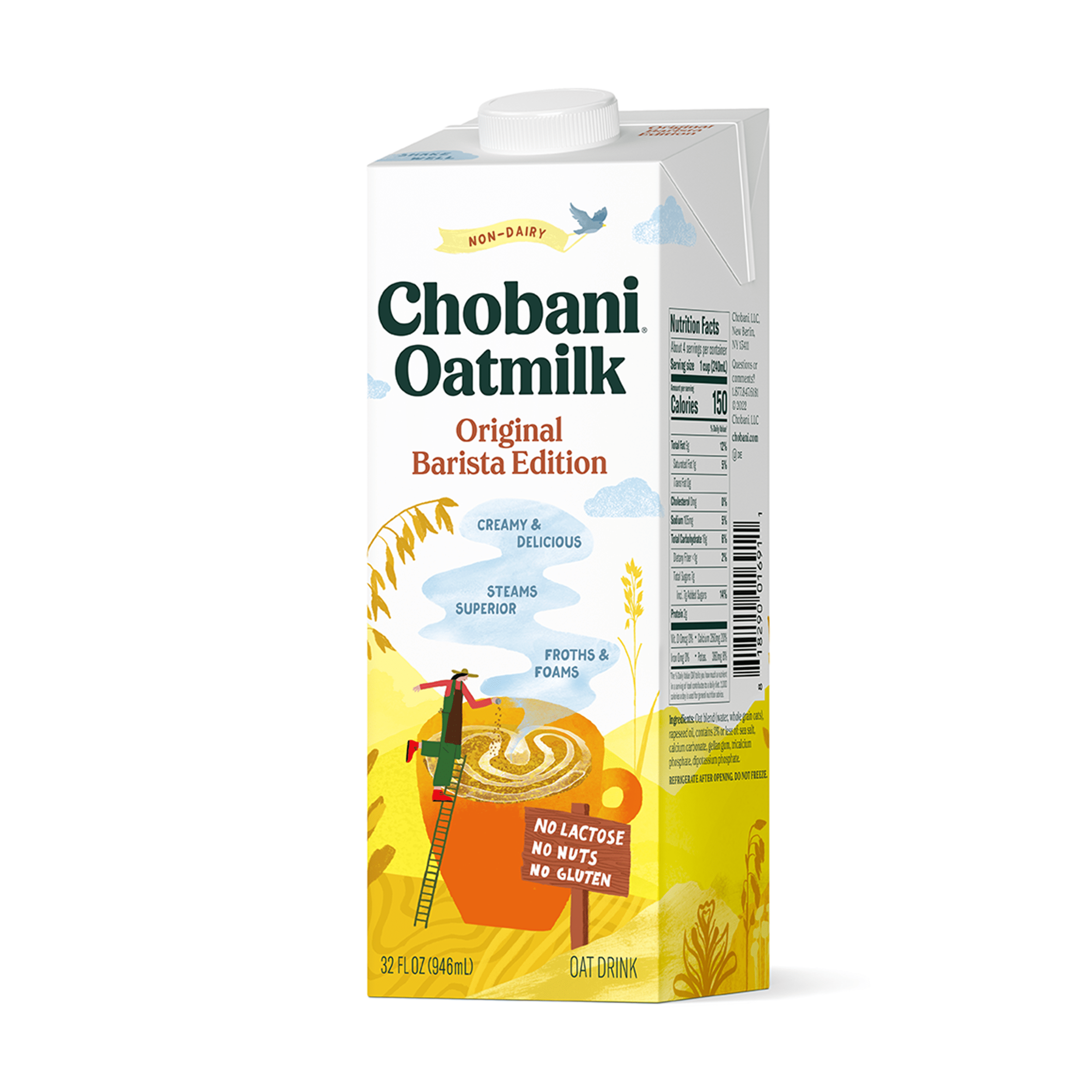 chobani oatmilk plain barista edition left side profile