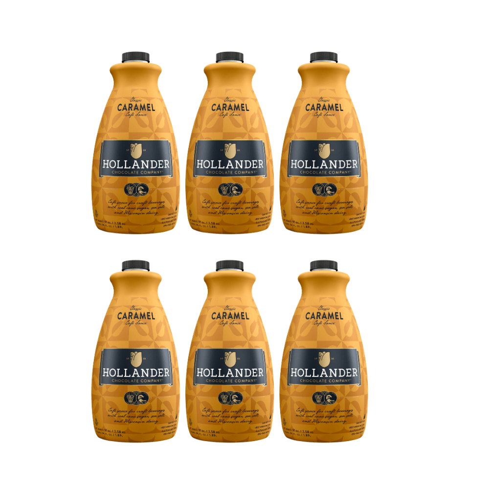 hollander chocolate classic koffiebar caramel sauce, 6 bottles