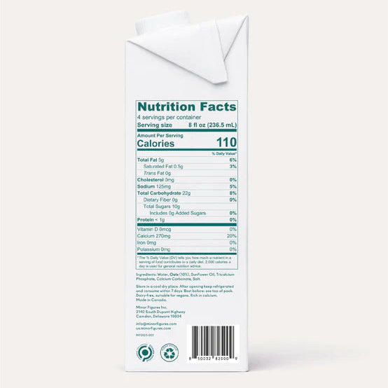 minor figures barista oatmilk nutrition information