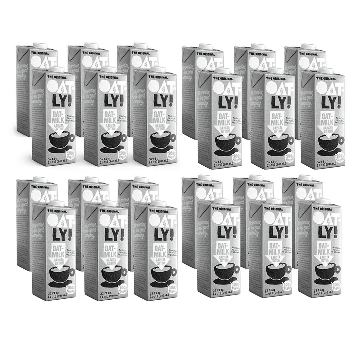  Oatly Original Barista Edition Oat Milk Bulk Pack - 96 ounces  total - 3 Individually Sealed 32 ounce Cartons - Perfect foaming for Lattes  - Measuring Spoons Included with Maple Hills