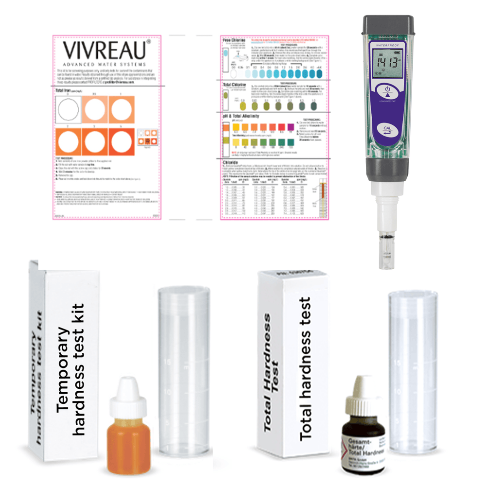 Complete Vivreau Water Test Kit Package with Conductivity Meter (710801 + 1033075 + 1054400 + 1043799)