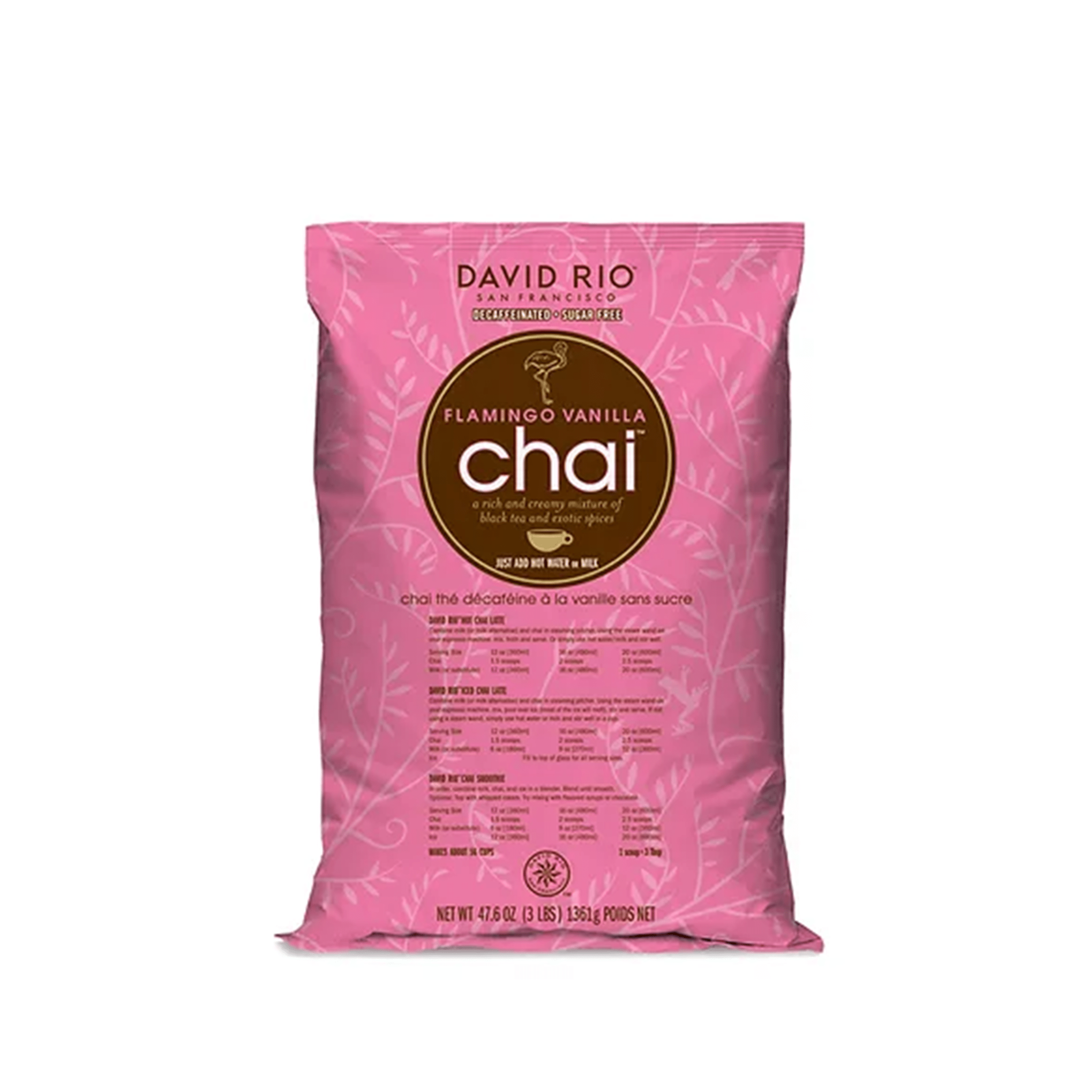David Rio Flamingo Vanilla Decaf Sugar Free Chai – Barista Underground David Rio Flamingo Vanilla Decaf Sugar Free Chai – Barista Underground
