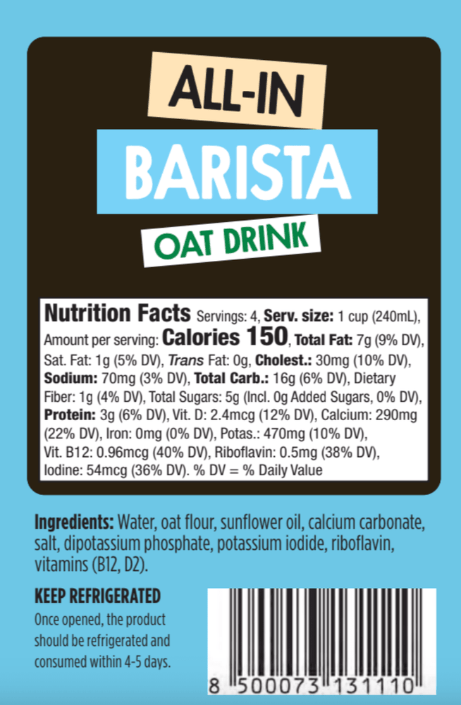 
                  
                    Oddly Good Barista Oat Milk - 2 Cases of 6, 33.8 oz Cartons (12 Cartons)
                  
                