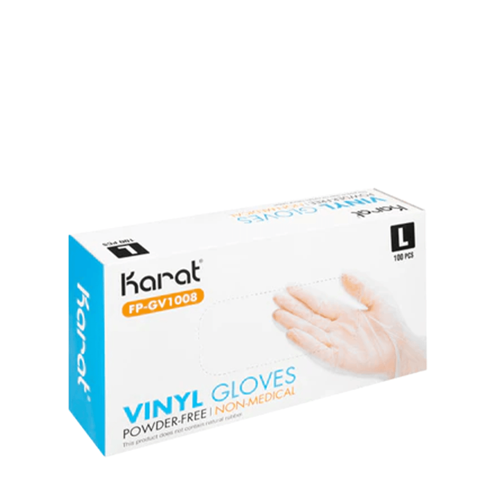 Karat Clear Vinyl Powder-Free Gloves - Large