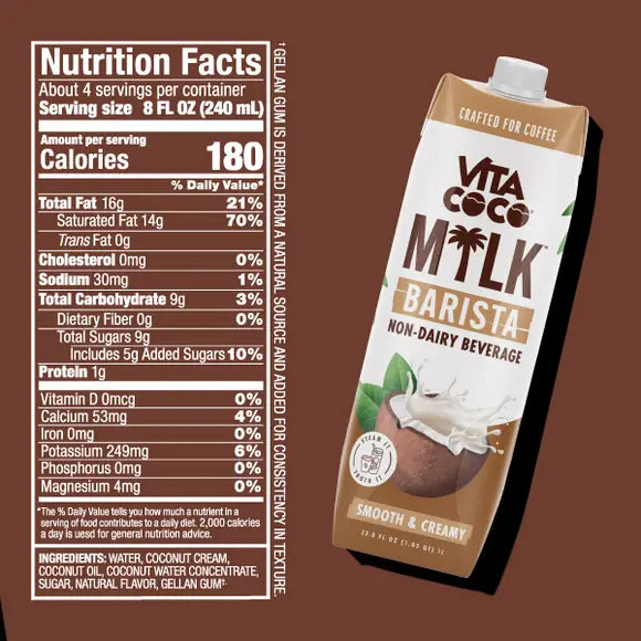 
                  
                    Vita Coco Barista Coconut Milk - 2 Cases of 6, 33.8 oz Cartons (12 Cartons)
                  
                