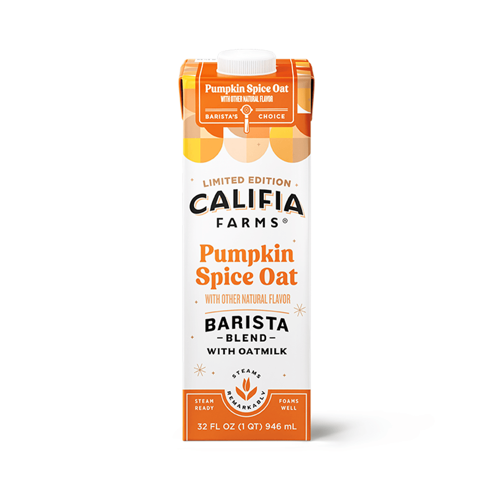 Califia Pumpkin Barista Oat Milk - 4 cases of 6, 32oz cartons (24 cartons)