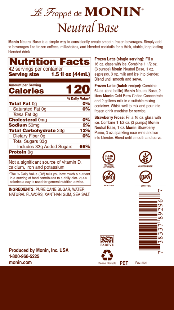 Neutral Base Monin Neutral Base – Barista Underground