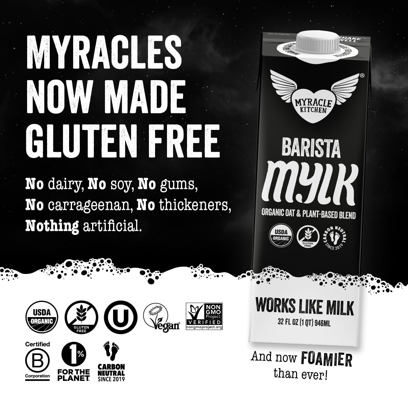 
                  
                    Myracle Kitchen Barista Mylk - 4 Cases of 6, 32oz cartons (24 cartons)
                  
                