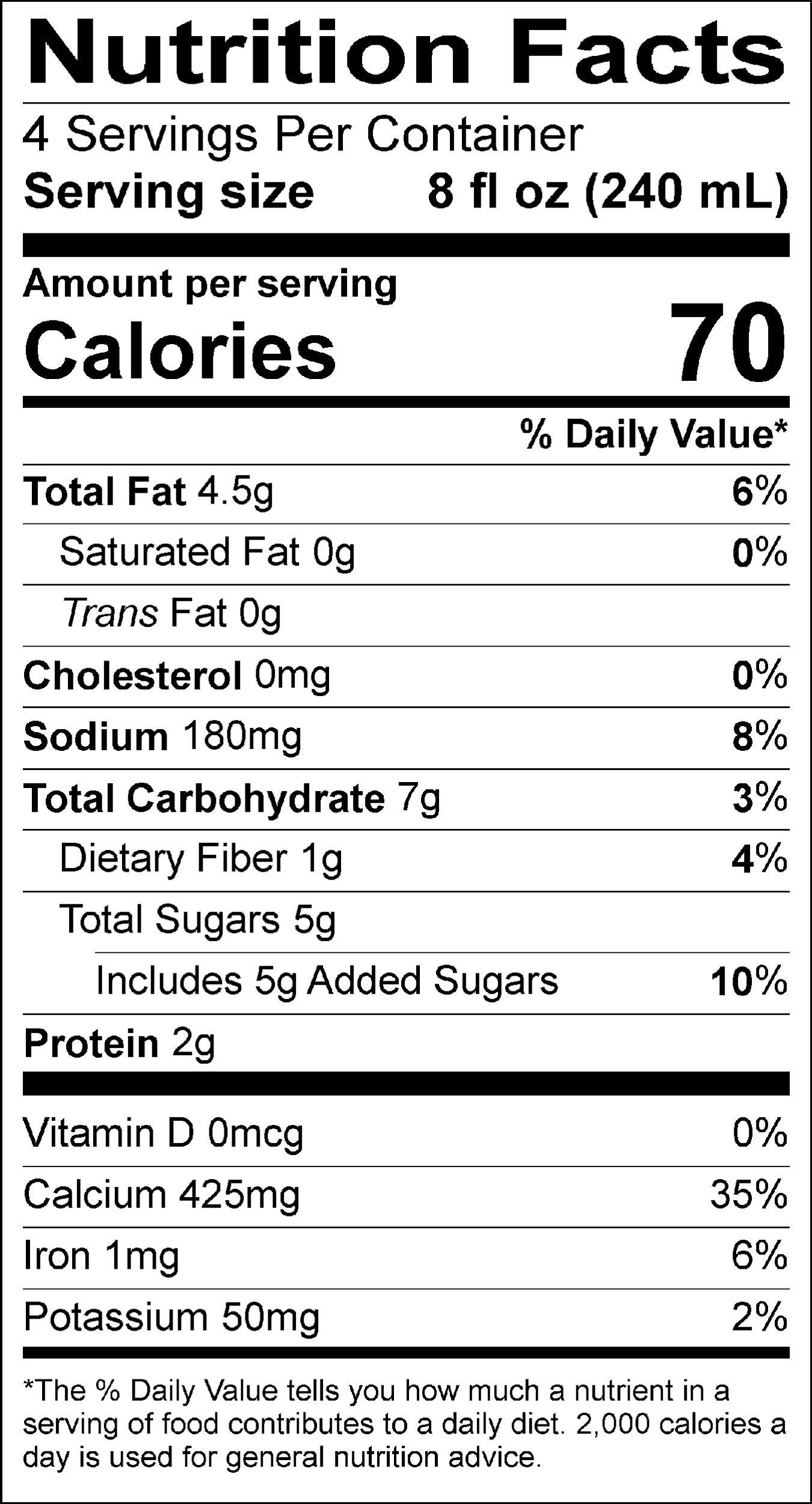 califia almond milk barista blend nutrition information