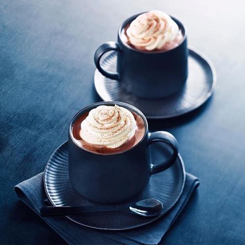 
                  
                    lifestyle photo of two cups of coffee using the ghirardelli sweet ground chocolate powder
                  
                
