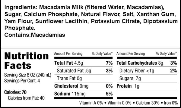 milkadamia latte da macadamia milk nutrition facts