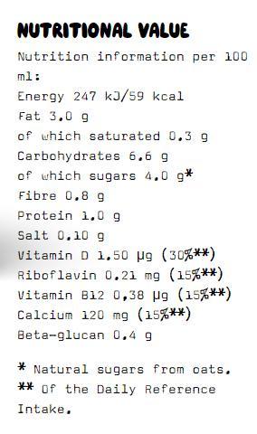 oatly oat milk barista edition nutrition facts