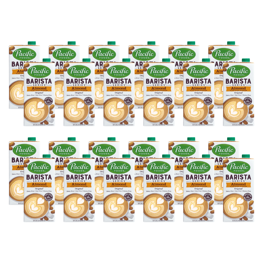 pacific series barista almond milk, 2 cases of 12, 32oz cartons, 24 cartons total