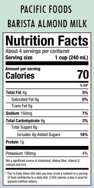 pacific series barista almond milk nutrition information