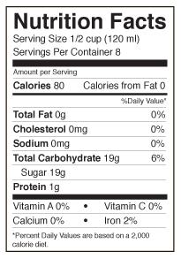 nurtrition label view from carton of rishi tea masala chai concentrate 1:1