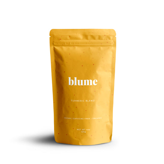 
                  
                    front view of a single bag of blume turmericlatte blend
                  
                