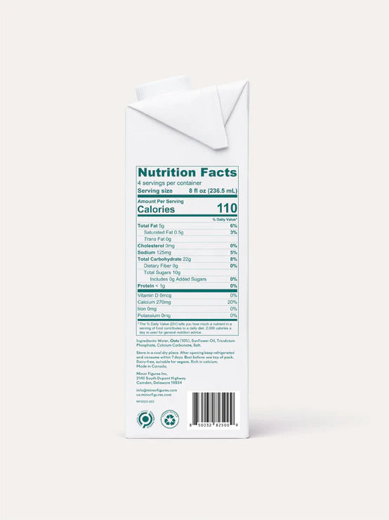 minor figures barista oatmilk nutrition information